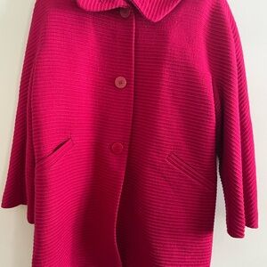 Talbots Vibrant Red Ribbed Cape